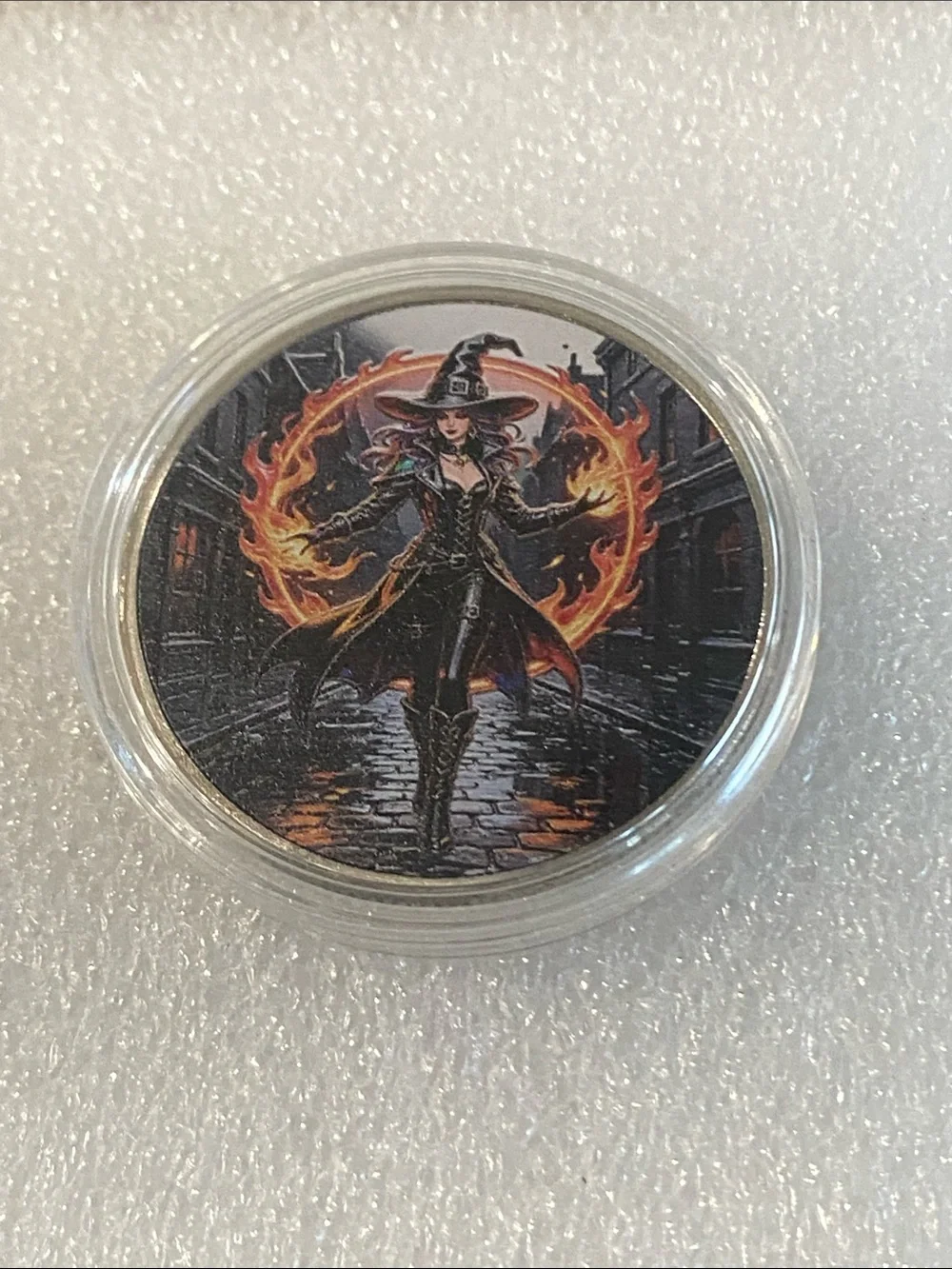 Witch Graphic Coin Art Disc - Black & Orange